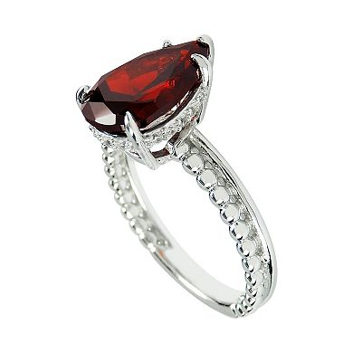 SIRI USA by TJM Sterling Silver Red Cubic Zirconia Teardrop Statement Ring