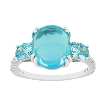 SIRI USA by TJM Sterling Silver Blue Cubic Zirconia 3-Stone Ring