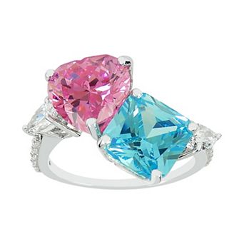 SIRI USA by TJM Sterling Silver Blue & Pink Cubic Zirconia Ring