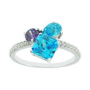 SIRI USA by TJM Sterling Silver Blue & Purple Cubic Zirconia Ring