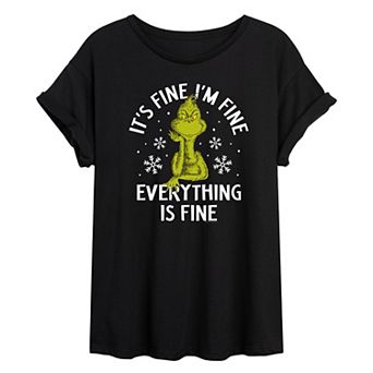Juniors' Dr. Seuss It's Fine I'm Fine Oversized Tee