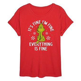 Juniors' Dr. Seuss It's Fine I'm Fine Oversized Tee