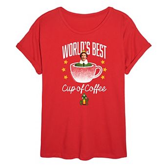 Juniors' Elf World's Best Cup Of Coffee Oversized Tee