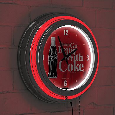 Coca-Cola Things Go Better with Coke Bottle Art Retro Neon Wall Clock
