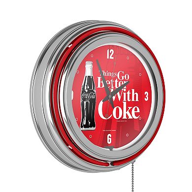 Coca-Cola Things Go Better with Coke Bottle Art Retro Neon Wall Clock