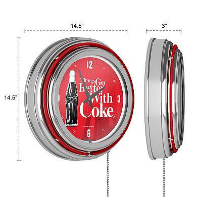 Coca-Cola Things Go Better with Coke Bottle Art Retro Neon Wall Clock