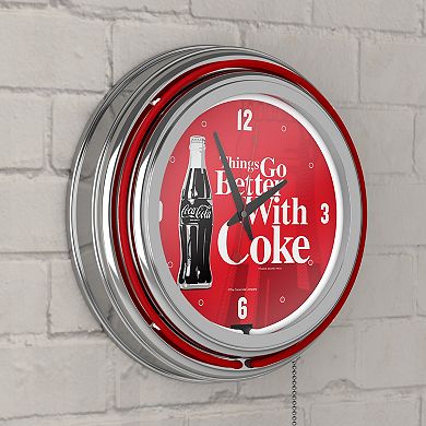 Coca-Cola Things Go Better with Coke Bottle Art Retro Neon Wall Clock