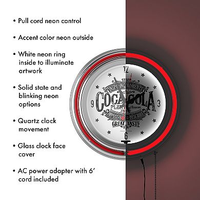 Coca-Cola Brazil 1886 Vintage Retro Neon Wall Clock