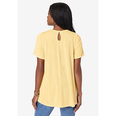 Roaman's Women's Plus Size Textured Knit Swing Tee