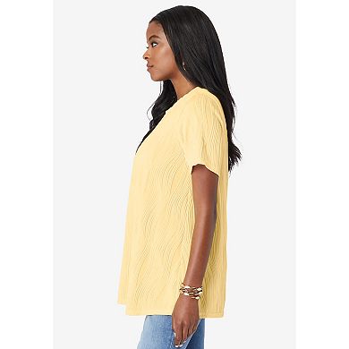 Roaman's Women's Plus Size Textured Knit Swing Tee