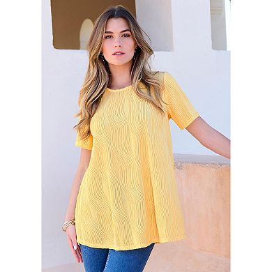 Roaman's Women's Plus Size Textured Knit Swing Tee