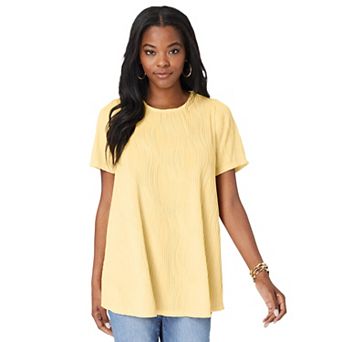 Roaman's Women's Plus Size Textured Knit Swing Tee