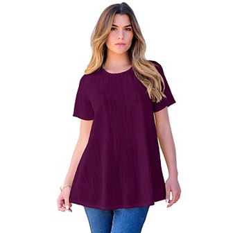 Roaman's Women's Plus Size Textured Knit Swing Tee