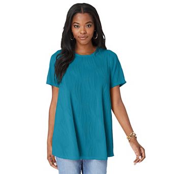 Roaman's Women's Plus Size Textured Knit Swing Tee