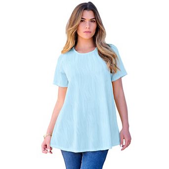 Roaman's Women's Plus Size Textured Knit Swing Tee