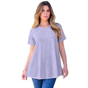 Roaman's Women's Plus Size Textured Knit Swing Tee