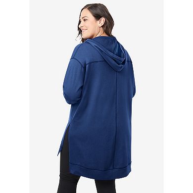 Roaman's Women's Plus Size French Terry Tunic Hoodie