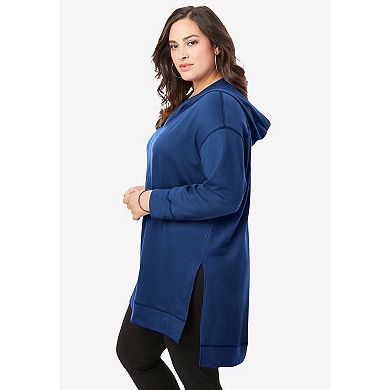 Roaman's Women's Plus Size French Terry Tunic Hoodie