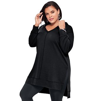 Roaman's Women's Plus Size French Terry Tunic Hoodie