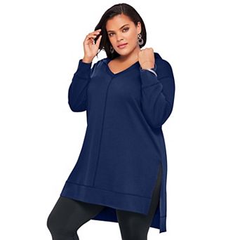 Roaman's Women's Plus Size French Terry Tunic Hoodie