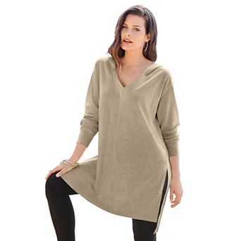 Roaman's Women's Plus Size French Terry Tunic Hoodie