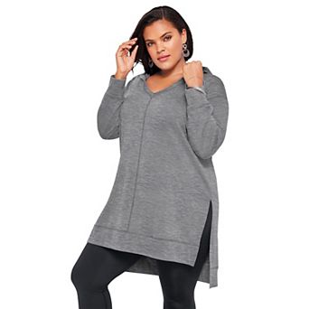 Roaman's Women's Plus Size French Terry Tunic Hoodie