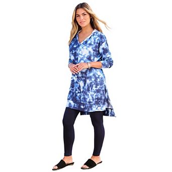 Roaman's Women's Plus Size French Terry Tunic Hoodie
