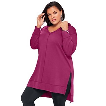 Roaman's Women's Plus Size French Terry Tunic Hoodie
