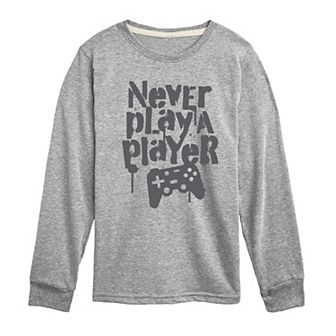 Boys 8-20 Never Play A Player Long Sleeve Graphic Tee