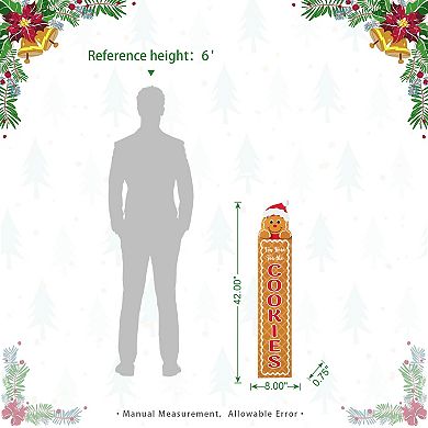 Glitzhome 42”h Wood Christmas Gingerbread Man Porch Decor Sign
