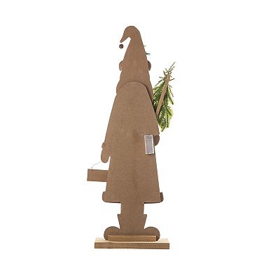 Glitzhome 36" H Lighted Wooden Christmas Santa Porch Sign, Merry Christmas Standing Porch Decor