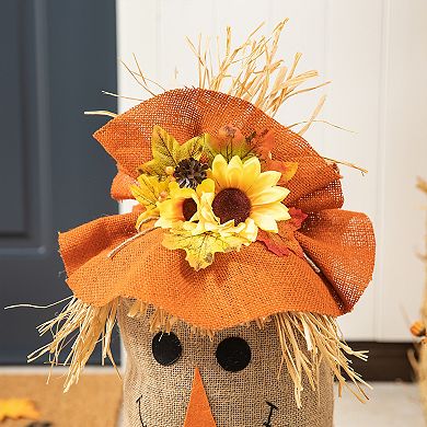Glitzhome 2Pc Standing Scarecrow for Front Porch, 23.25" H Fall Linen Scarecrow Porch Decor