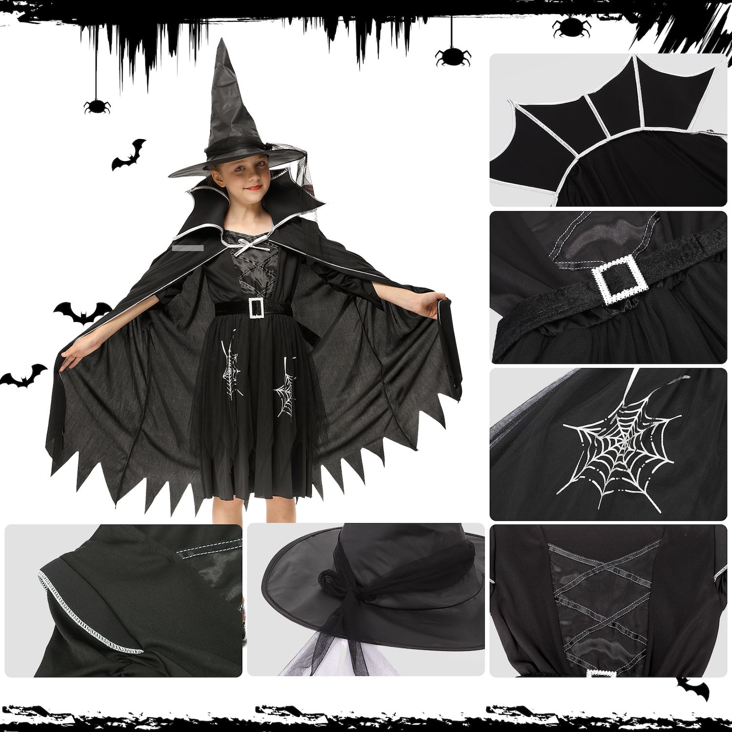 Toddler Midnight Pumpkin Patch Witch Costume | Girl's Witch Costumes | Kids | Girls | Black/Purple/Orange | S | Fun Costumes