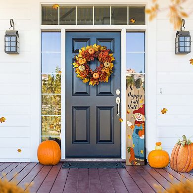 Glitzhome 24 Inch Fall Autumn Artificial Maple Leaf Wreath Decor
