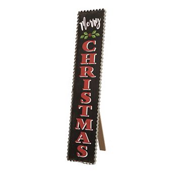 Glitzhome 35"H Rustic Wooden Sign, Black Merry Christmas Vertical Porch Sign