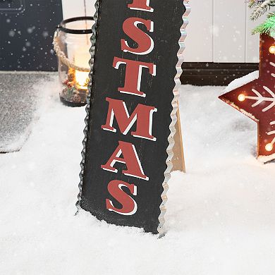 Glitzhome 35"H Rustic Wooden Sign, Black Merry Christmas Vertical Porch Sign