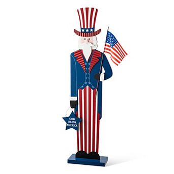 Glitzhome 40"h Patriotic Uncle Sam Porch Decor Vertical Front Door Sign