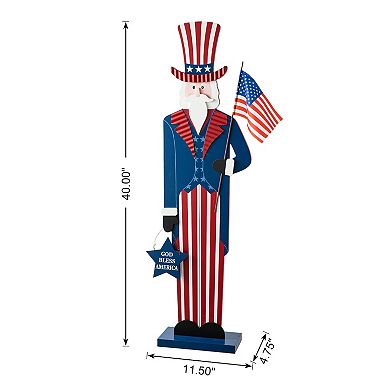 Glitzhome 40"h Patriotic Uncle Sam Porch Decor Vertical Front Door Sign