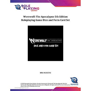 Renegade Game Studio Werewolf: The Apocalypse 5th Edition Roleplaying Game Dice & Form Card Set
