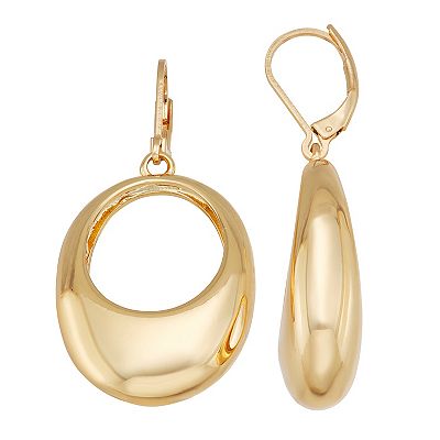 Napier Gold Tone Puffy Drop Earrings