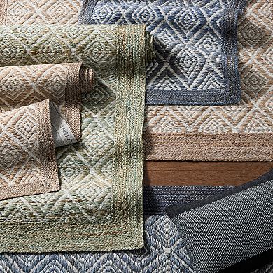 Town & Country Nalani Textured Diamond Hand-Knotted Flatwoven 100% Natural Jute Runner Area Rug