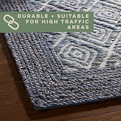 Town & Country Nalani Textured Diamond Hand-Knotted Flatwoven 100% Natural Jute Runner Area Rug