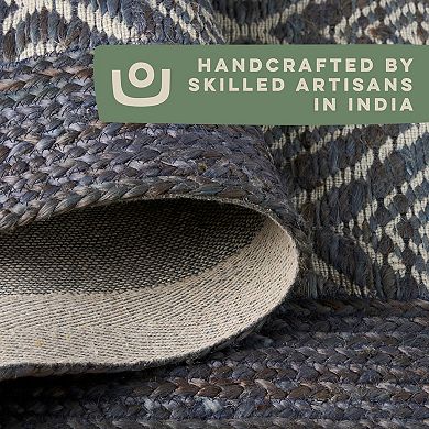 Town & Country Nalani Textured Diamond Hand-Knotted Flatwoven 100% Natural Jute Runner Area Rug