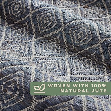 Town & Country Nalani Textured Diamond Hand-Knotted Flatwoven 100% Natural Jute Runner Area Rug