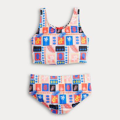 Girls 7-16 Limited Too Front Zipper Rib Tankini Two-Piece Swim Set
