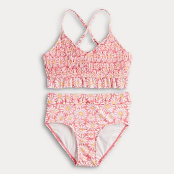 Girls 7-16 Limited Too Smocked and Ruffle Bikini Two-Piece Swim Set