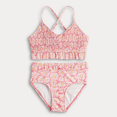 Girls 7-16 Limited Too Smocked and Ruffle Bikini Two-Piece Swim Set