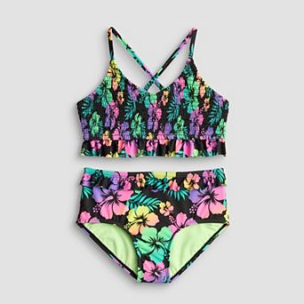 Girls 7-16 Limited Too Smocked and Ruffle Bikini Two-Piece Swim Set