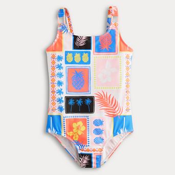 Girls 7-16 Limited Too Patchwork with Rings at Straps One-Piece Swimsuit