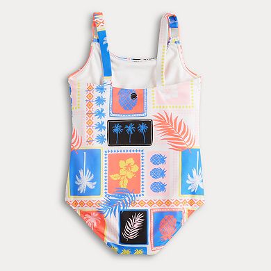 Girls 7-16 Limited Too Patchwork with Rings at Straps One-Piece Swimsuit